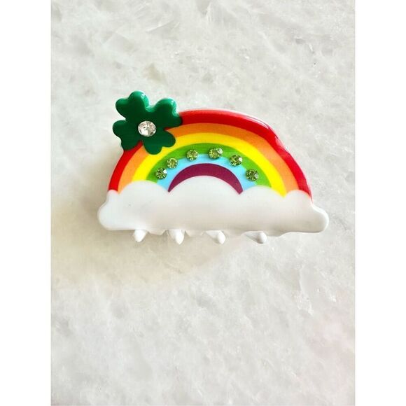 No Brand Accessories - Lucky St. Patrick’s Day rainbow hair claw with rhinestone embellishment 